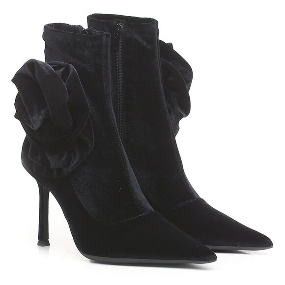 NWOB Jeffrey Campbell Florette Velvet Pointed Toe Sock Ankle Boots Black Sz 8.5 - Picture 2 of 15